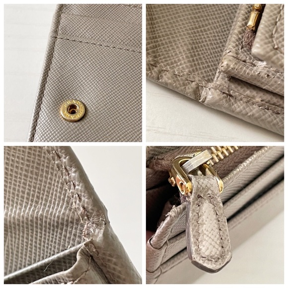 Prada gray saffiano leather long snap wallet with card ID wallet - Picture 6 of 11